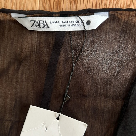 New! Zara medium black longline sheer loose fit blouse. - Picture 9 of 12